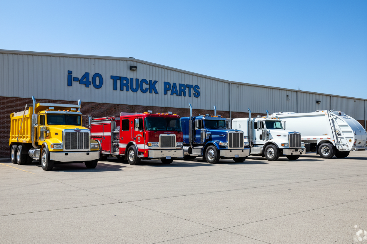 Those are European truck styles, I need American truck styles, also at a parking lot of a big truck parts warehouse with the i-40 truck parts warehouse.