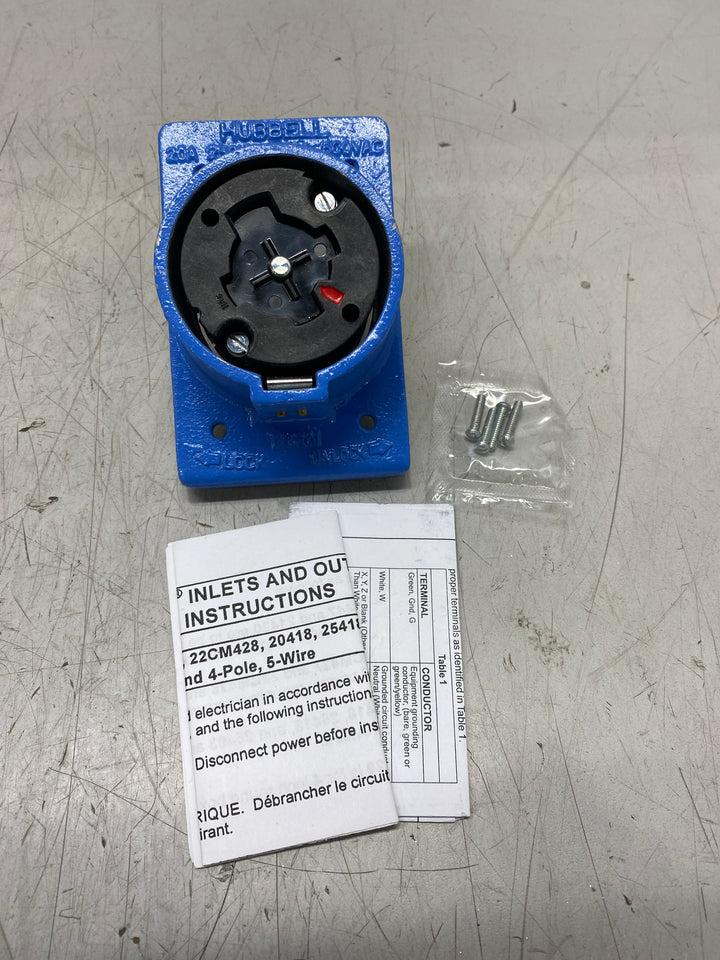 Hubbell HBL25403 Locking Receptacle 20/30A 250/600V