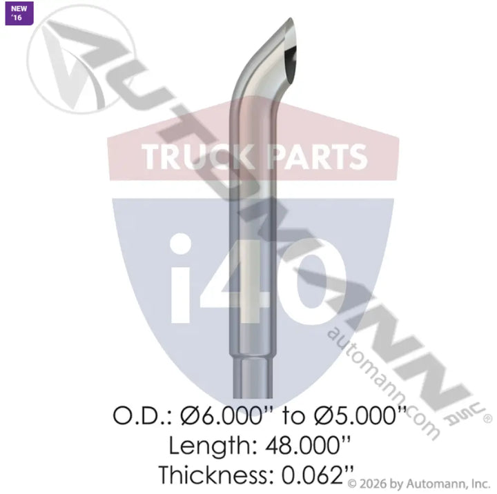 Automann 562.U56548SC Chrome Stack 48in Length 6in to 5in OD - Chrome Stack 48in Length 6in to 5in OD