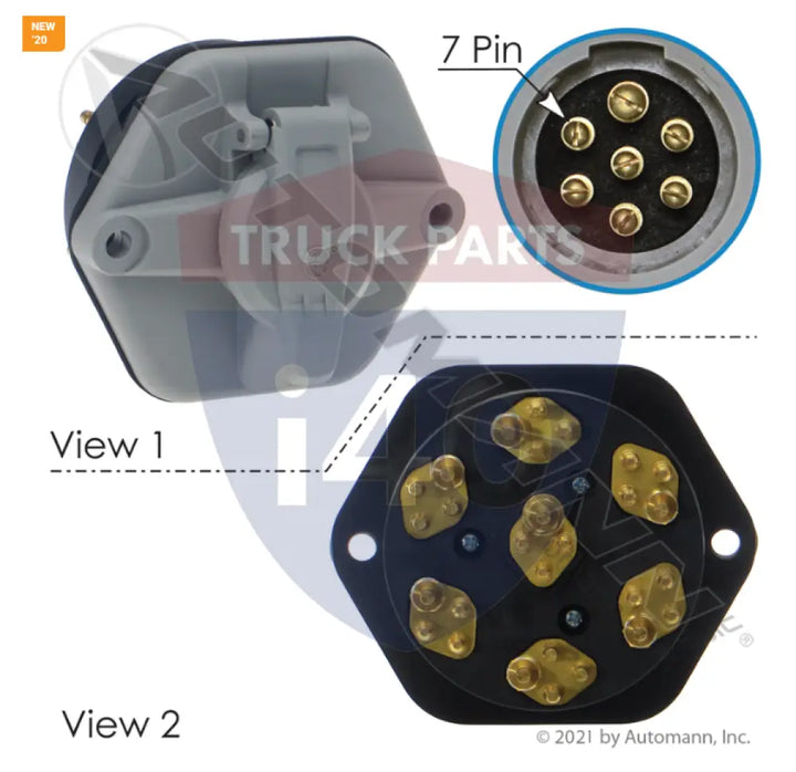 16-7602-28 Socket 7 Way w/o Breakers 28 Pin Rear For Phillips - 7-Way Sockets with Rear Bullet Pins