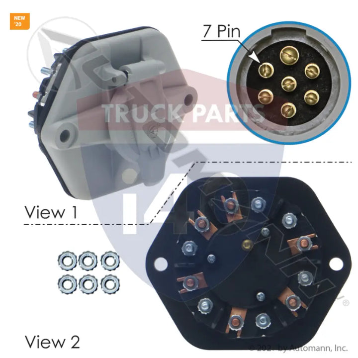 Automann 179.1045 Socket 7 Way With 30 Amp Breakers - 7-Way Sockets with Rear Studs