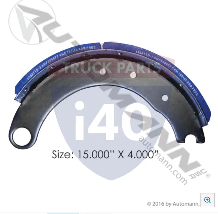 Automann 143.130881.50 Lined Brake Shoe 15.000in 4.000in - 20K Lb GAWR