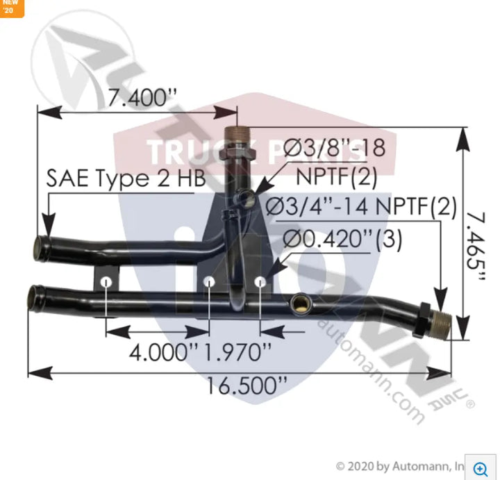 Automann 561.46834 Tube Heater Manifold Assy Freightliner - Heater