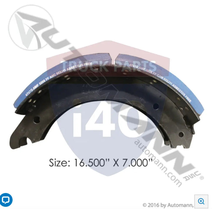 SF5574707QP Lined Brake Shoe 16.500in 7.000in For Meritor - 20K Lb GAWR