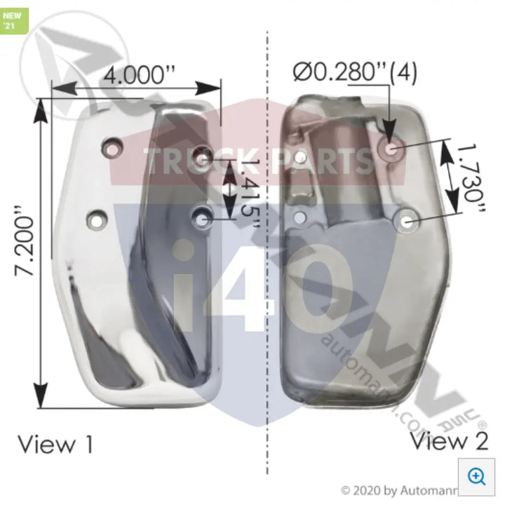 Automann 563.75001C-PA Cover Mirror Brkt Aluminum LH Peterbilt - Cover Mirror Brkt Aluminum LH Peterbilt