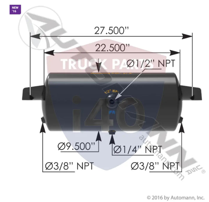 Automann 172.2015 Air Tank 1488 Cubic in Vol 9.500in Dia - Diameter - 9.5 in.