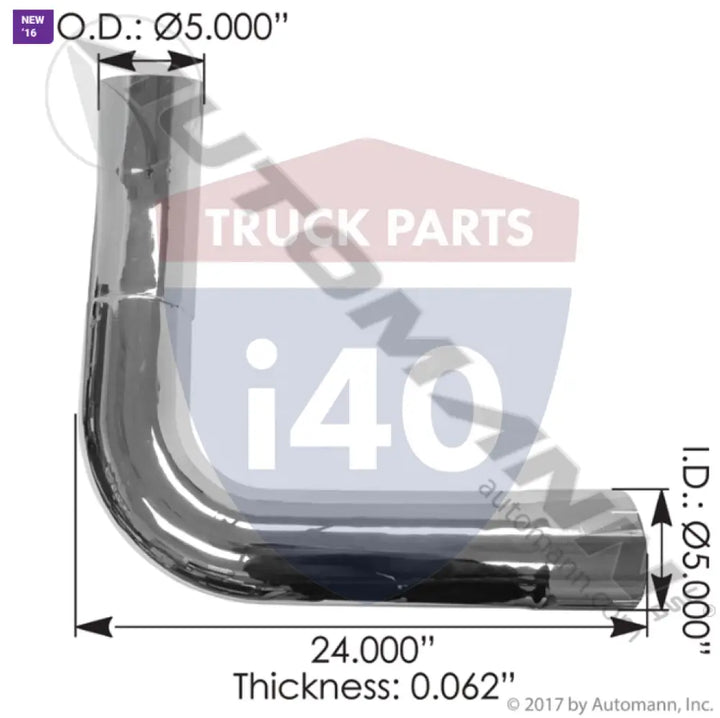 K18010742CP Exhaust Elbow Chrome LH For Kenworth - Exhaust Elbow Chrome LH Kenworth