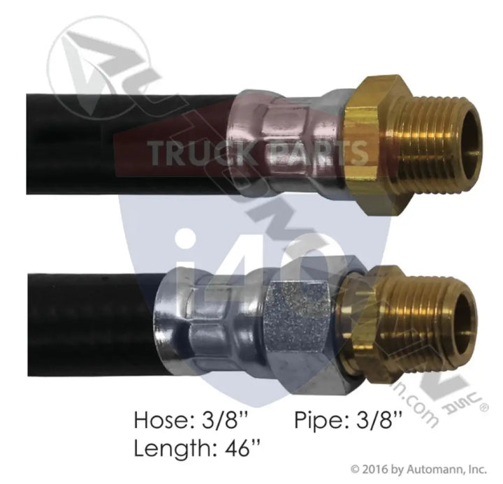 Automann 177.7246 Air Hose Assy 3/8in 3/8in Pipe-46in - 3/8’’ NPT Fixed x 3/8’’ NPT Swivel