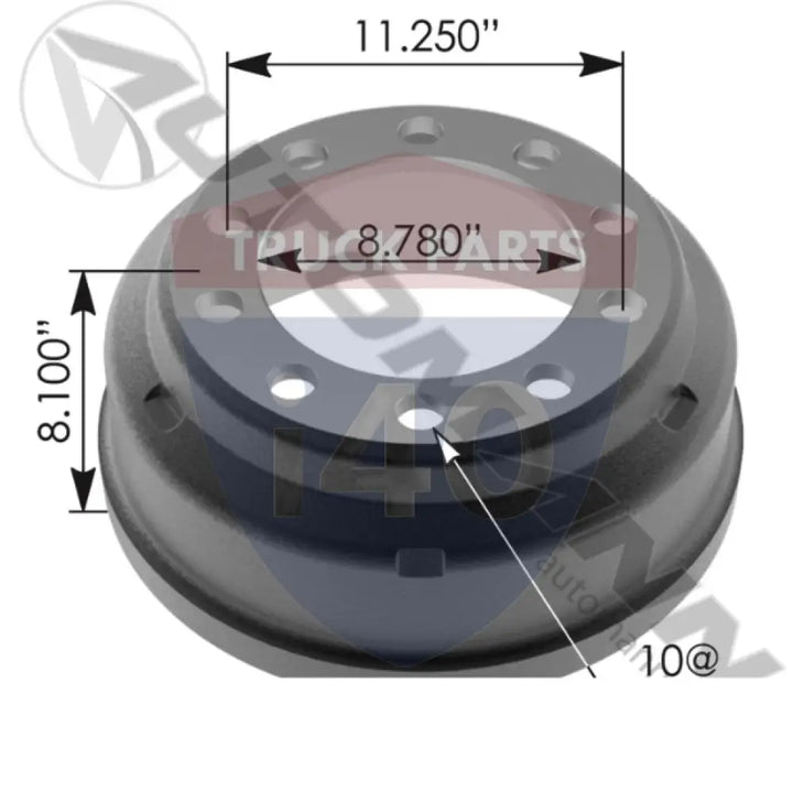 3595 Brake Drum 16.500in 5.000in For Gunite - Brake Dia.-16.500