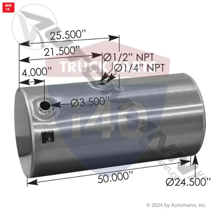 Automann 576.59100245DFTL Fuel Tank Round Kenworth - Fuel Tank Round Kenworth