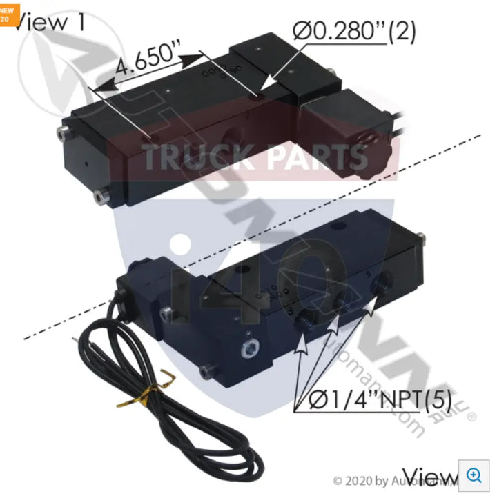 Automann 173.V34203 Solenoid Air Valve 4 Way - Pneumatic Spool Valves - Solenoid Actuated