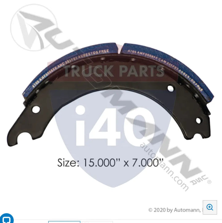 Automann 143.470580.50 Lined Brake Shoe 15.000in 7.000in - 20K Lb GAWR