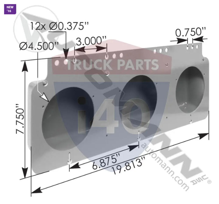 42611 Light Module Bracket 3 Hole For Grote - Light Module Bracket 3 Hole