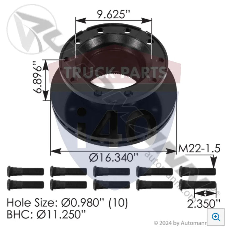 Hendrickson 153.1415331OE Air Disc Rotor Hendrickson 415mm - U Shape