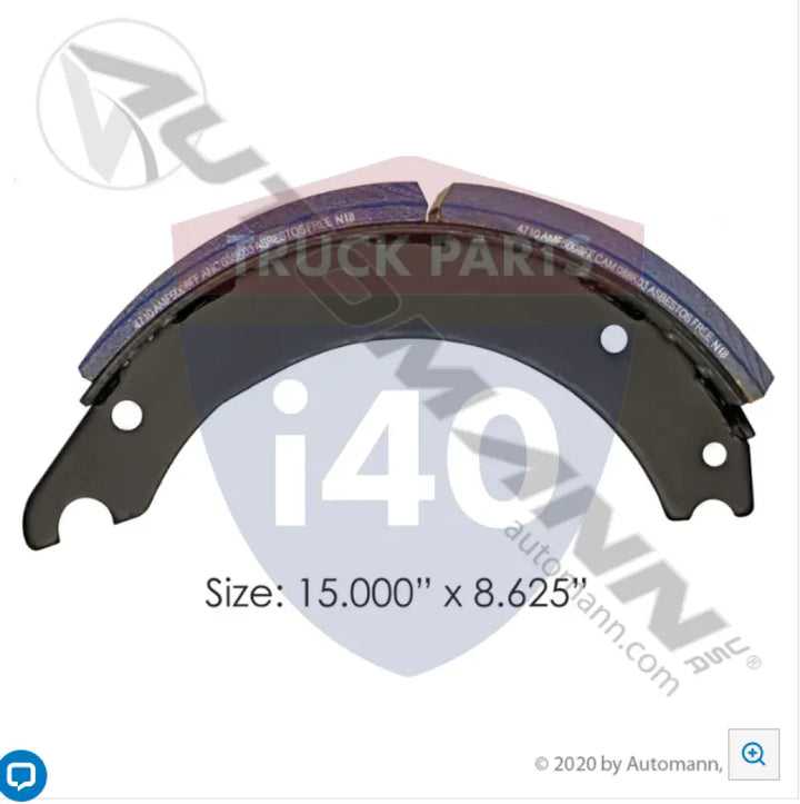 Automann 143.471080.50 Lined Brake Shoe 15.000in 8.625in - 20K Lb GAWR