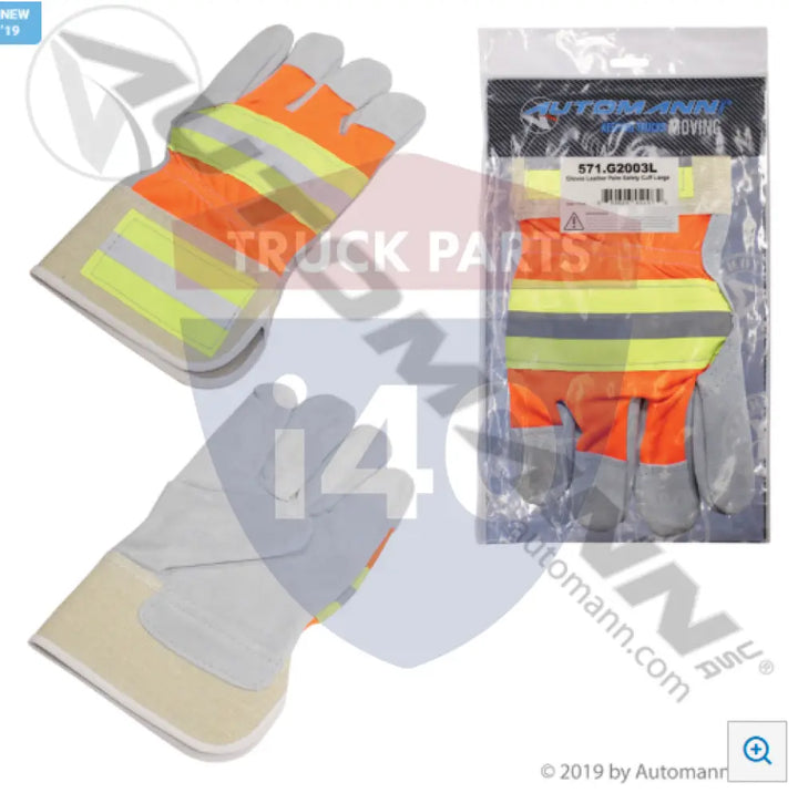 Automann 571.G2003L Gloves Leather Palm Reflective Large - Safety