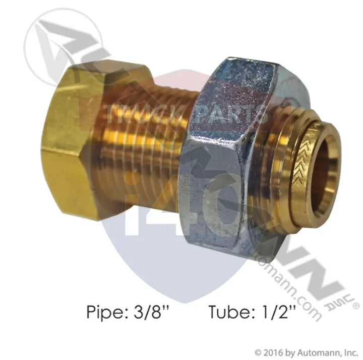 Automann 177.13B868C Brass PLC FM Bulkhead Union 1/2 3/8in - Bulkhead Unions-Brass