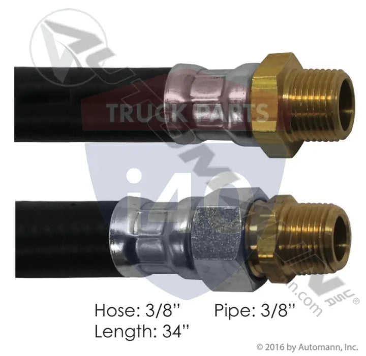 Automann 177.7234 Air Hose Assy 3/8in 3/8in Pipe 34in - 3/8’’ NPT Fixed x 3/8’’ NPT Swivel