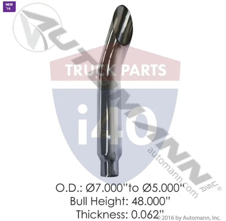 Automann 562.U57548BHC Chrome Stack 48in Bull 7in to 5in OD - Chrome Stack 48in Bull H 7in to 5in OD
