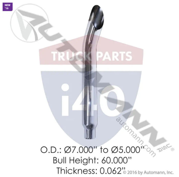 Automann 562.U57560BHC Chrome Stack 60in Bull 7in to 5in OD - Chrome Stack 60in Bull H 7in to 5in OD