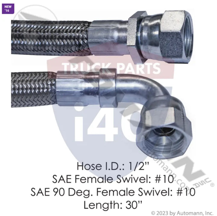 01222571030 Discharge Hose 2 Fem SAE Swivel 30in FTL For Freightliner - Hose Assemblies