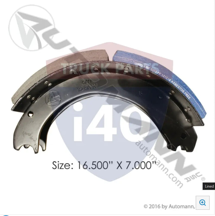 E-1027277 Lined Brake Shoe 16.500in 7.000in For Euclid - 20K Lb GAWR