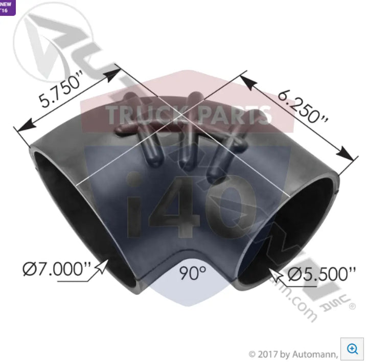 Automann 561.47797 Reducer Elbow Rubber 7-5.5in ID - 90° Reducer