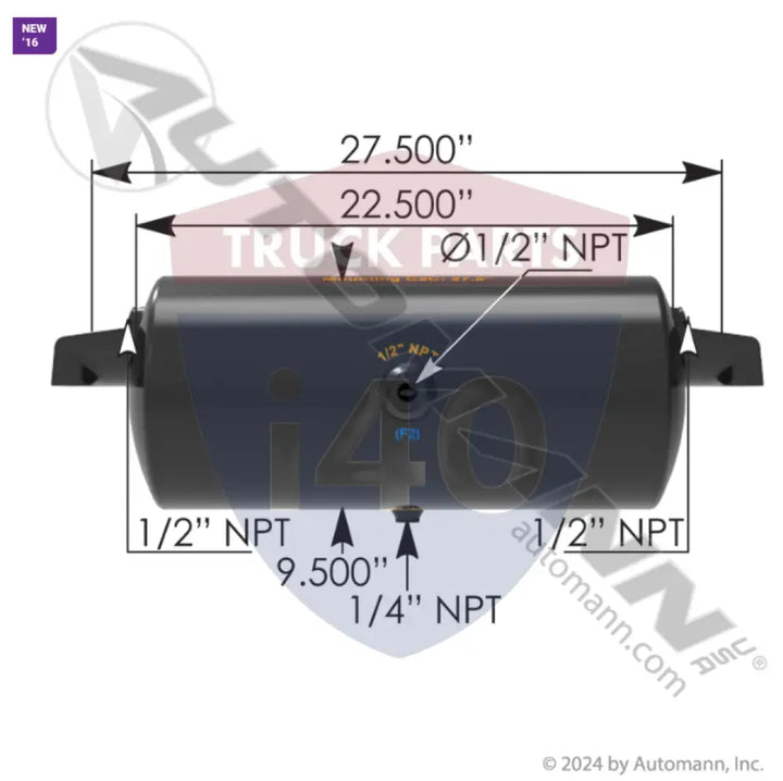 Automann 172.2014 Air Tank 1488 Cubic in Vol 9.500in Dia - Diameter - 9.5 in.