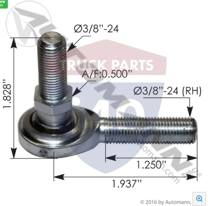 Automann 462.ESCM6S Rod End Male W-Stud 3/8-24in - Heim Joints