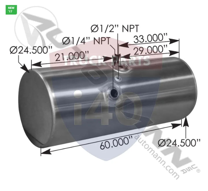 Automann 576.59120240DFTS Fuel Tank Round Kenworth - Fuel Tank Round Kenworth