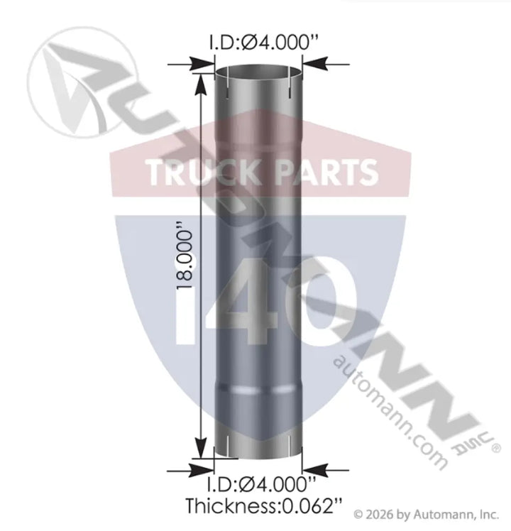 Automann 562.U74418A Exhaust Repair Section 4in ID 18in - Exhaust Repair Section 4in ID x 18in L