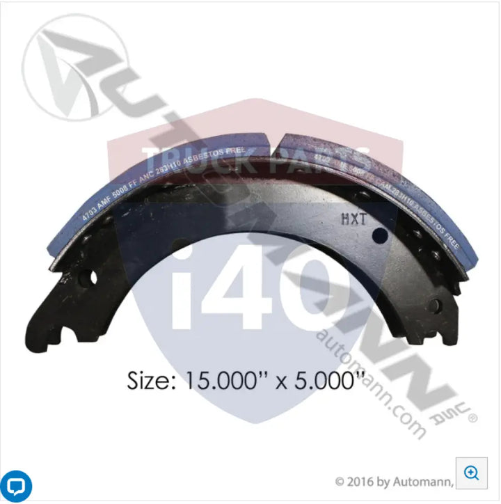 Automann 143.470380.50 Lined Brake Shoe 15.000in 5.000in - 20K Lb GAWR