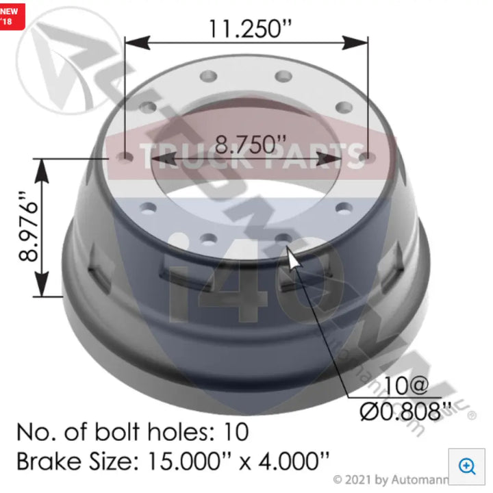 65546B Brake Drum 15.000in 4.000in For WEBB - Brake Dia.-15.000