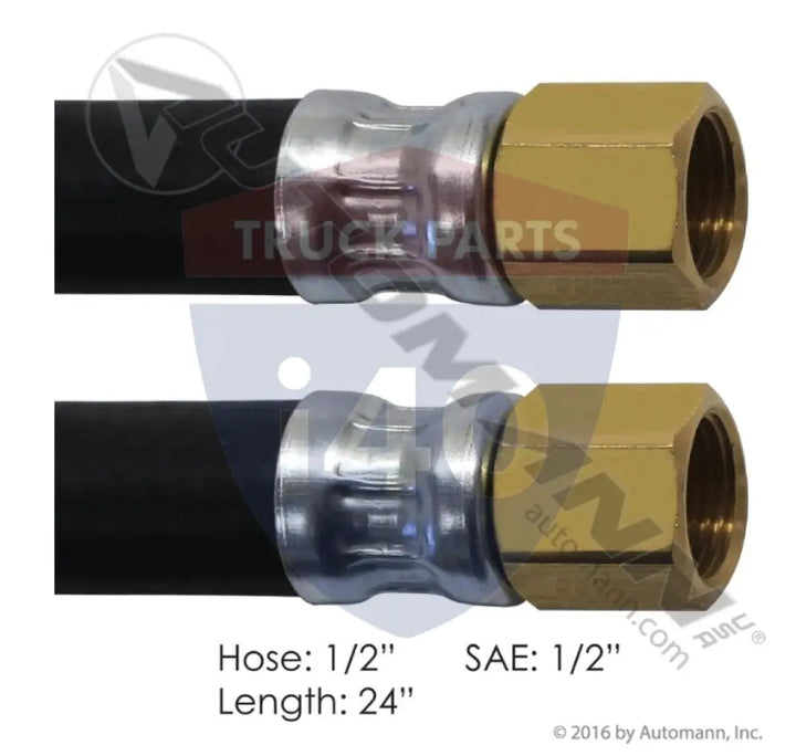 Automann 177.7524 Air Hose Assy 1/2in 1/2in SAE Swl-24in - Dual 1/2’’ SAE Swivel Ends