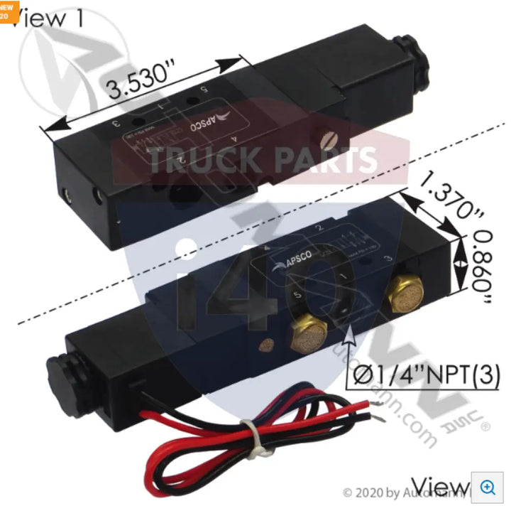 Apsco 173.VE2AP Solenoid Air Valve 4 Way - Pneumatic Spool Valves - Solenoid Actuated
