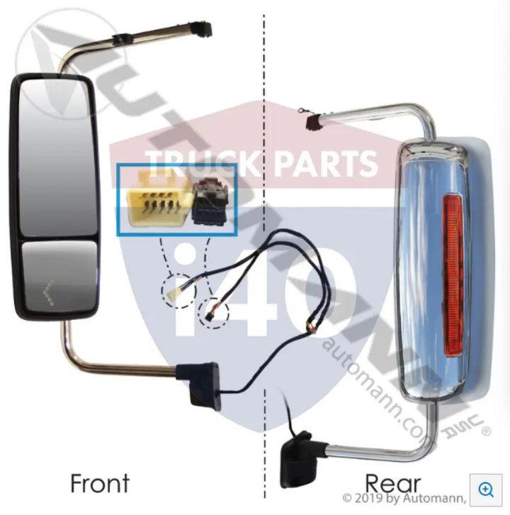Automann 563.55091C-U Mirror Assembly LH Chrome International - Mirror Assembly LH Chrome International