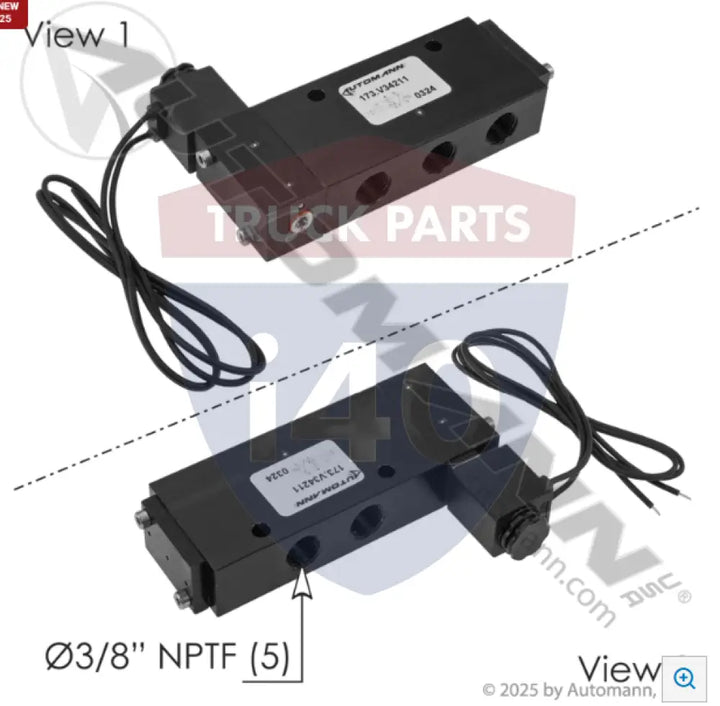 Automann 173.V34211 Solenoid Air Valve 4 Way - Pneumatic Spool Valves - Solenoid Actuated