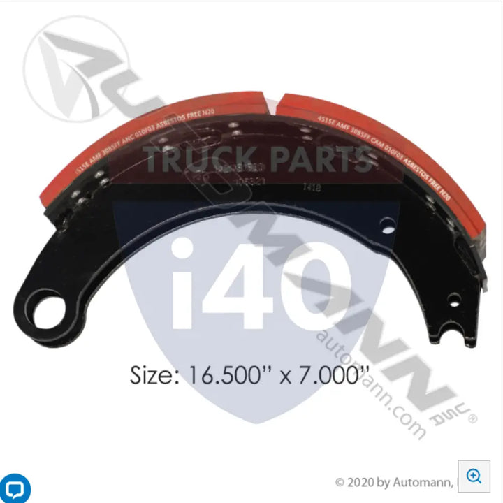 Automann 143.451583.30 Lined Brake Shoe 16.500in 7.000in - 23K Lb GAWR