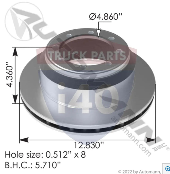 E12570084 Hydraulic Disc Rotor 12.830in For Bendix - Hat Shape