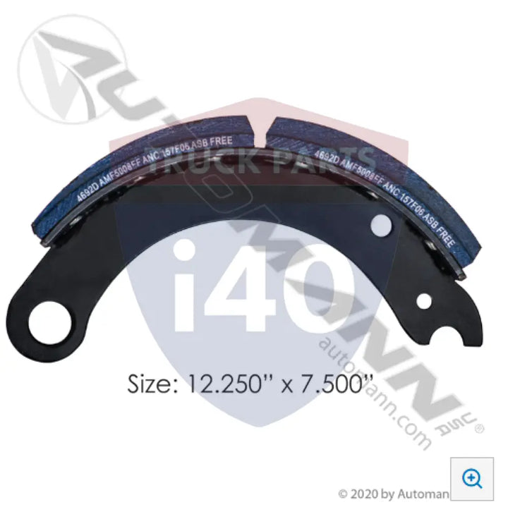 Automann 143.469282.50 Lined Brake Shoe 12.250in 7.500in - 20K Lb GAWR