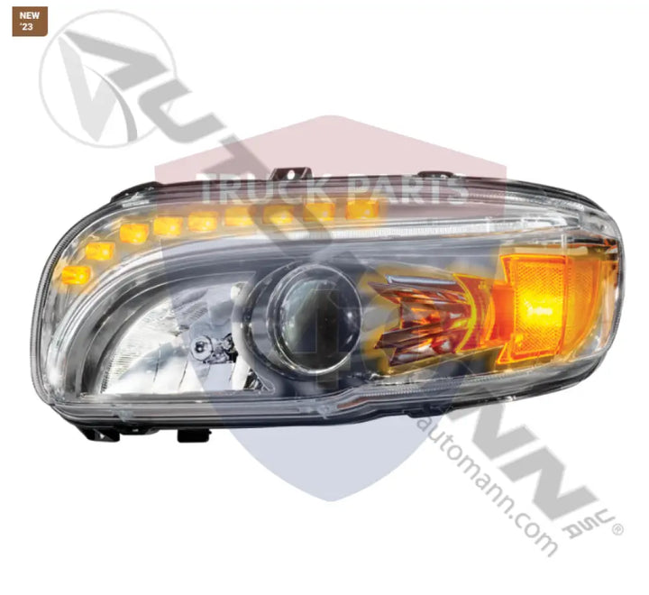Automann 564.75090DCY Headlamp Projector Peterbilt LH Chrome - Headlamp Projector Peterbilt LH Chrome