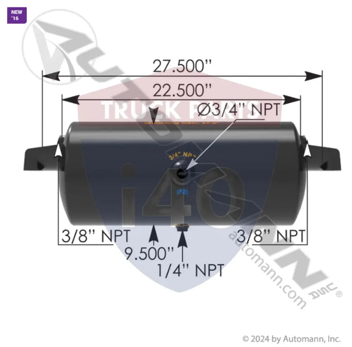Automann 172.2013 Air Tank 1488 Cubic in Vol 9.500in Dia - Diameter - 9.5 in.