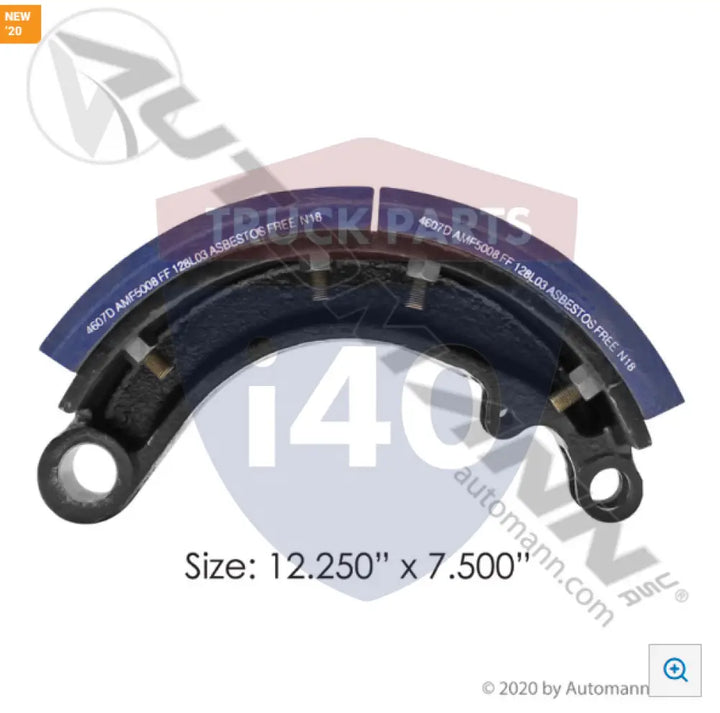 Automann 143.460780.50 Lined Brake Shoe 12.250in 7.500in - 20K Lb GAWR