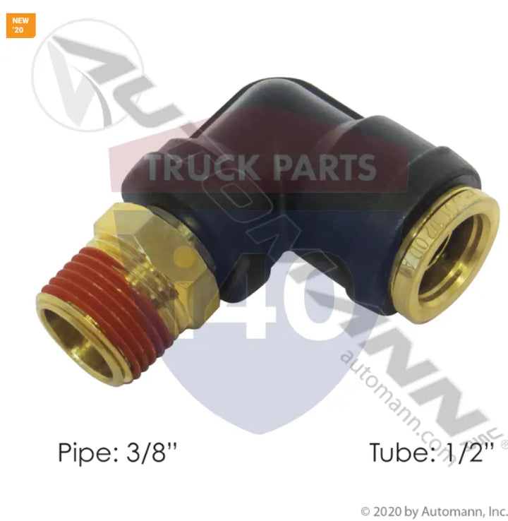 Automann 177.12C698C PLC Swivel Male Elbow DOT 1/2in 3/8in - Male 90° Elbows-Composite