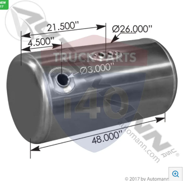 Automann 576.75100260PR Fuel Tank Round Peterbilt - Fuel Tank Round Peterbilt