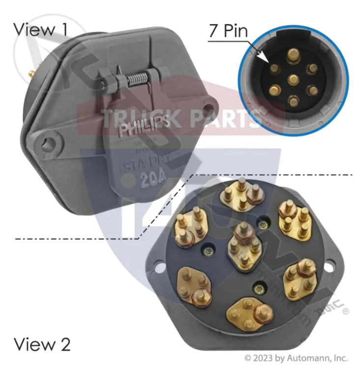 Phillips PHI16-7622-28 Socketbreaker 28 Pin 20A Breaker STA-DRY - 7-Way Sockets with Rear Bullet Pins