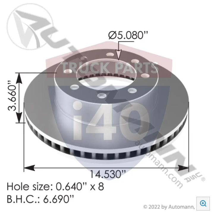 E12336 Hydraulic Disc Rotor 14.530in For Euclid - Hat Shape