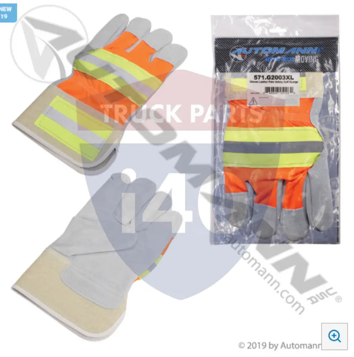 Automann 571.G2003XL Gloves Leather Palm Reflective XLarge - Safety