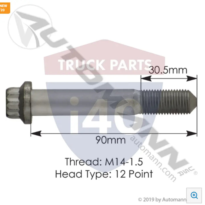 Automann 537.101210 Brake Rotor Bolt 14mm-1.5 90mm - Hardware