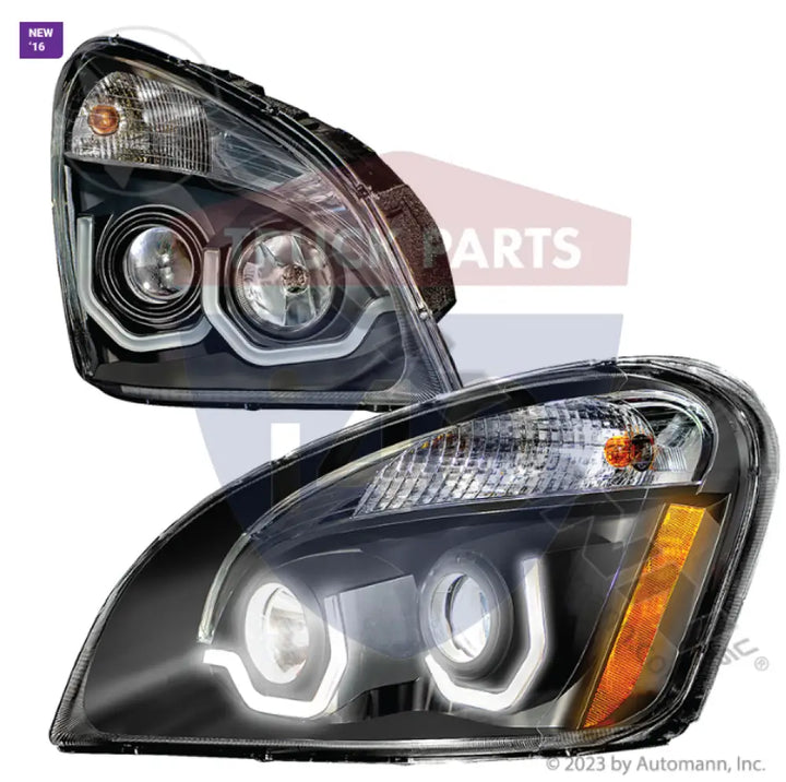 Automann 564.46051 Headlamp Set Black Freightliner - Headlamp Set Black Freightliner